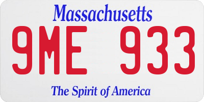 MA license plate 9ME933