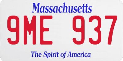 MA license plate 9ME937