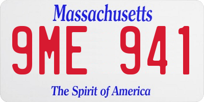 MA license plate 9ME941