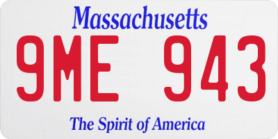MA license plate 9ME943