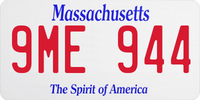 MA license plate 9ME944