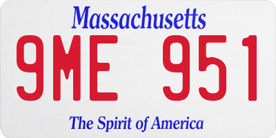 MA license plate 9ME951