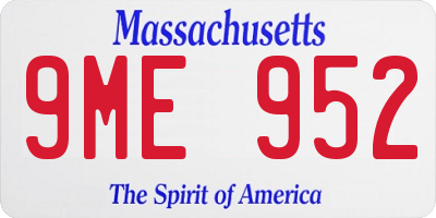 MA license plate 9ME952