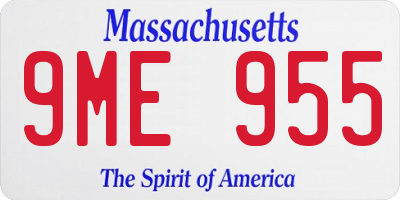 MA license plate 9ME955