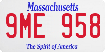 MA license plate 9ME958