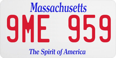 MA license plate 9ME959