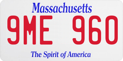 MA license plate 9ME960