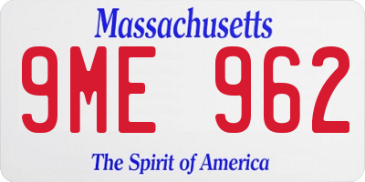 MA license plate 9ME962
