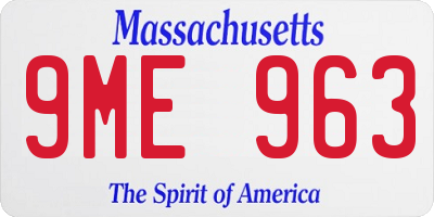 MA license plate 9ME963