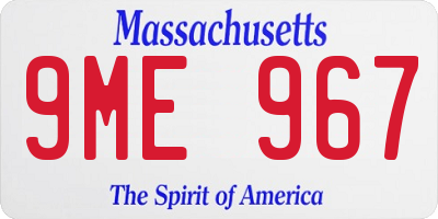 MA license plate 9ME967