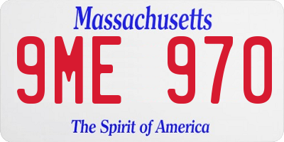 MA license plate 9ME970