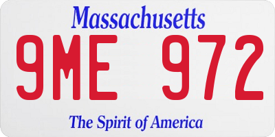 MA license plate 9ME972