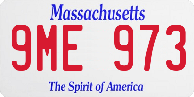 MA license plate 9ME973