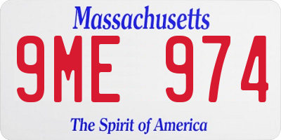 MA license plate 9ME974