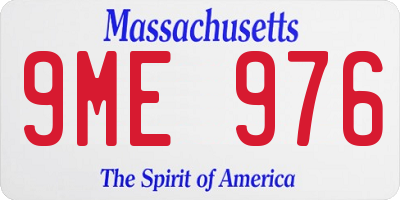 MA license plate 9ME976