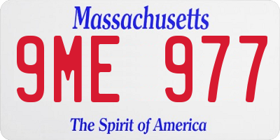 MA license plate 9ME977