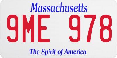 MA license plate 9ME978