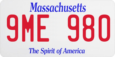MA license plate 9ME980