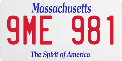 MA license plate 9ME981