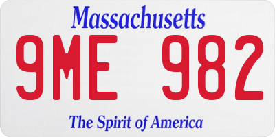 MA license plate 9ME982