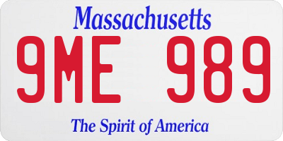 MA license plate 9ME989