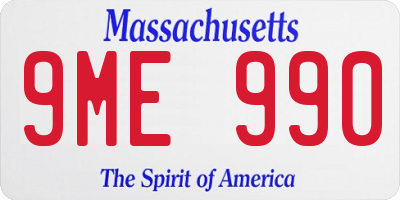 MA license plate 9ME990