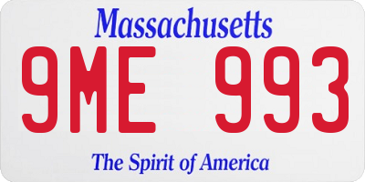 MA license plate 9ME993