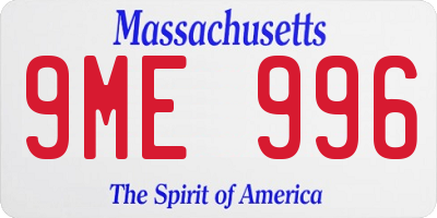 MA license plate 9ME996