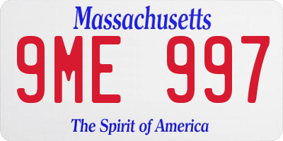 MA license plate 9ME997