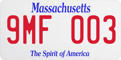 MA license plate 9MF003
