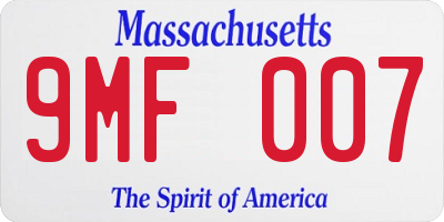 MA license plate 9MF007