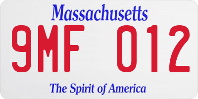MA license plate 9MF012