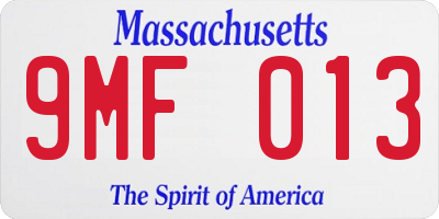MA license plate 9MF013
