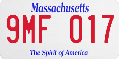 MA license plate 9MF017