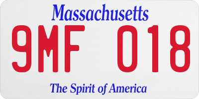 MA license plate 9MF018