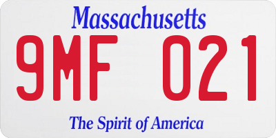MA license plate 9MF021