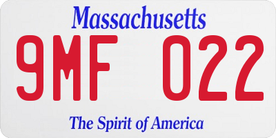 MA license plate 9MF022