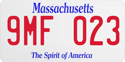 MA license plate 9MF023