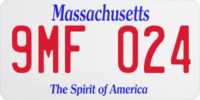 MA license plate 9MF024