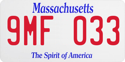 MA license plate 9MF033