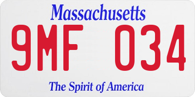 MA license plate 9MF034