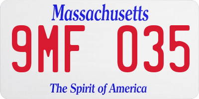 MA license plate 9MF035