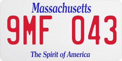 MA license plate 9MF043