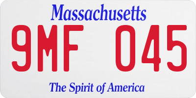 MA license plate 9MF045