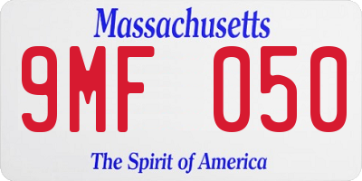 MA license plate 9MF050