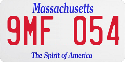 MA license plate 9MF054