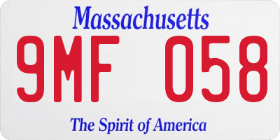 MA license plate 9MF058