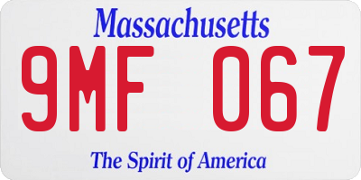 MA license plate 9MF067