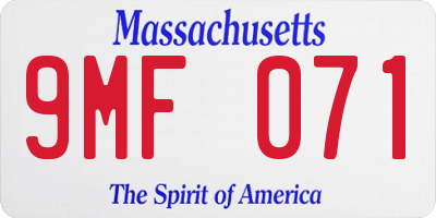 MA license plate 9MF071