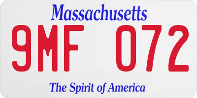 MA license plate 9MF072